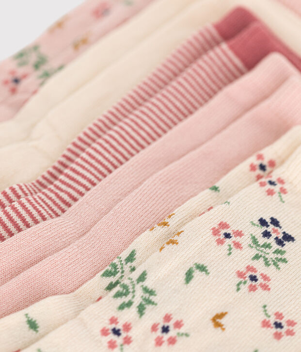 5 paires de chaussettes en coton fleurs enfant multicouleur