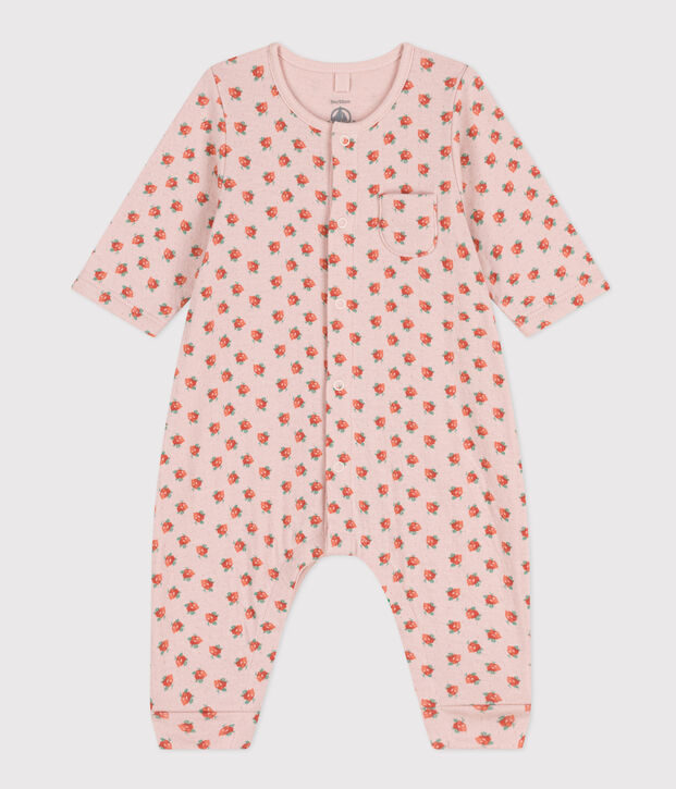 Lange babypakje in tubic met bloemenprint roze/multicouleur