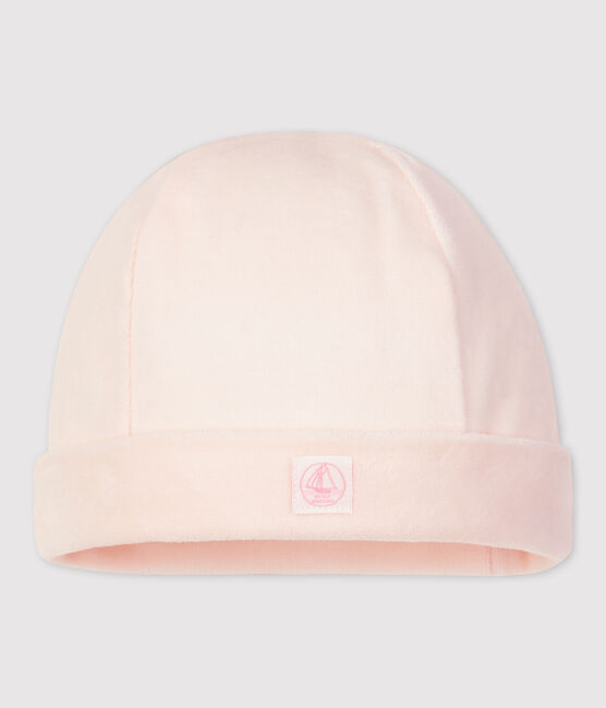 Fluwelen babymutsje in biokatoen roze FLEUR