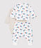 Driedelige set met berenprint van biologisch katoen wit MARSHMALLOW/wit MULTICO