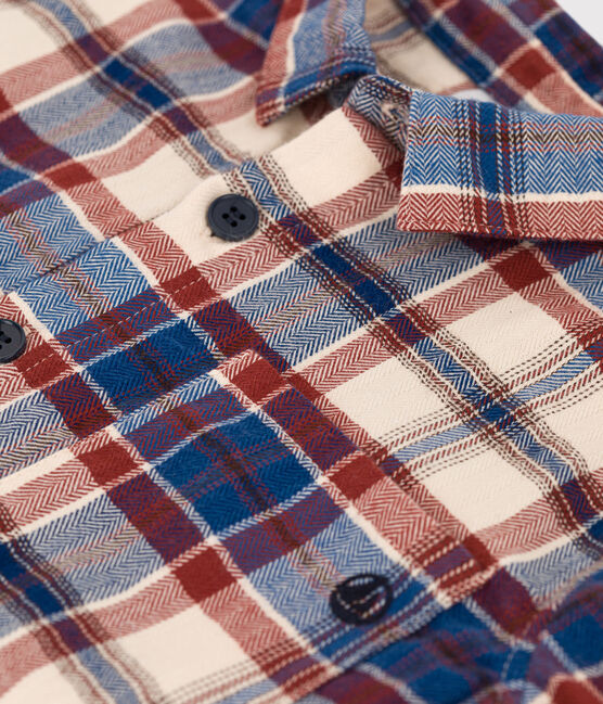 Ruitjeshemd in flanel voor jongens wit AVALANCHE/ MULTICO