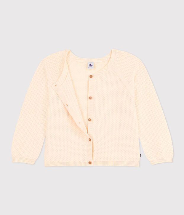 Cardigan en coton enfant fille &eacute;cru