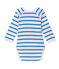 Body naissance bébé garçon manches longues rayé blanc ECUME/bleu DELPHINIUM