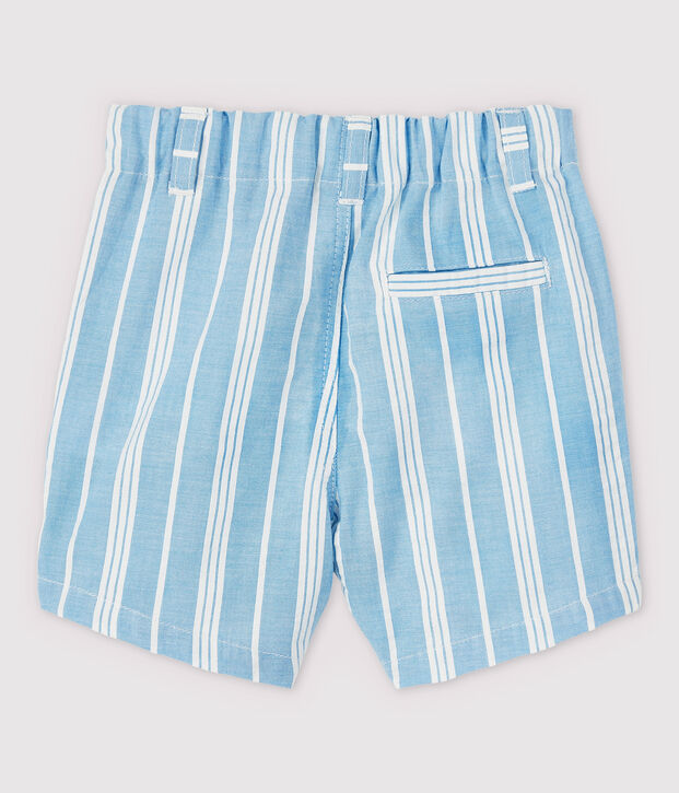 Gestreepte popeline short voor babyjongens blauw/wit