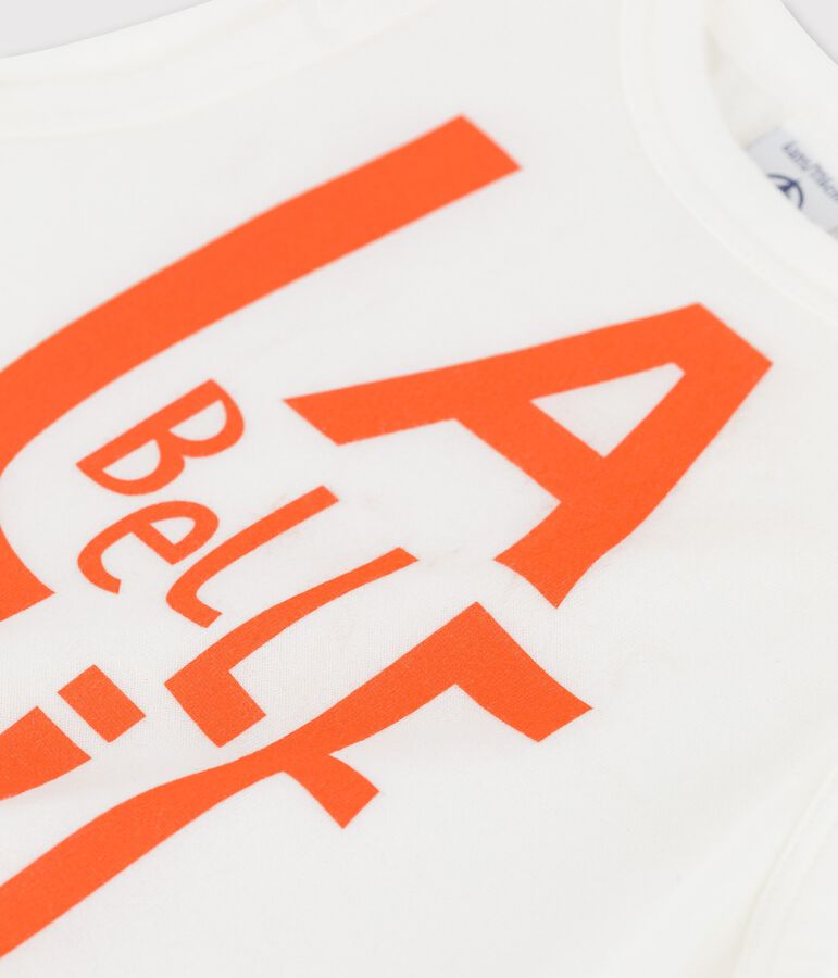 Tanktop voor meisje in katoen wit MARSHMALLOW