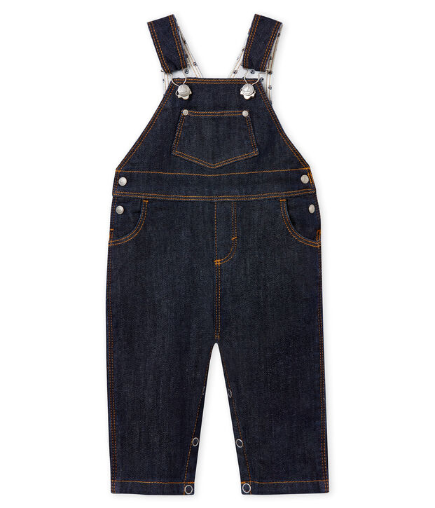 Salopette longue b&eacute;b&eacute; mixte en jean bleu Jean