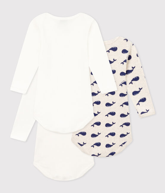 Set van 3 katoenen body's met lange mouwen en walvissenopdruk voor baby's variante 1