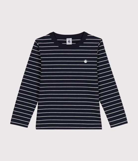Jongens-T-shirt met lange mouwen blauw SMOKING/wit MARSHMALLOW