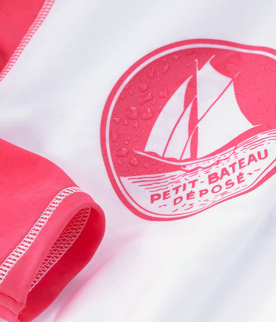 Tee shirt anti-UV UPF 50+ enfant fille et garçon blanc MARSHMALLOW/rose CUPCAKE