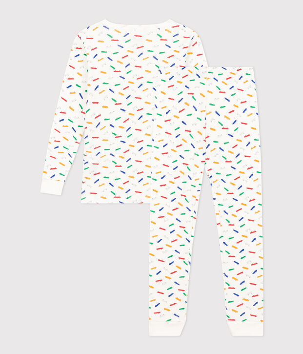 Pyjama ajust&eacute; en coton imprim&eacute; skateboard enfant blanc/multicouleur