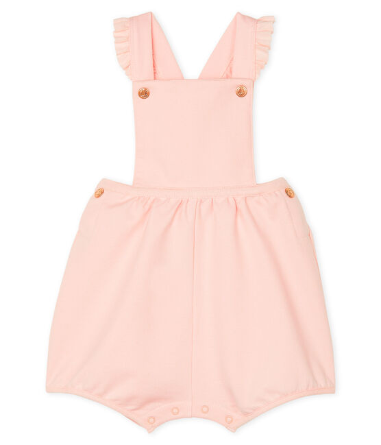 Salopette courte bébé fille en molleton rose MINOIS