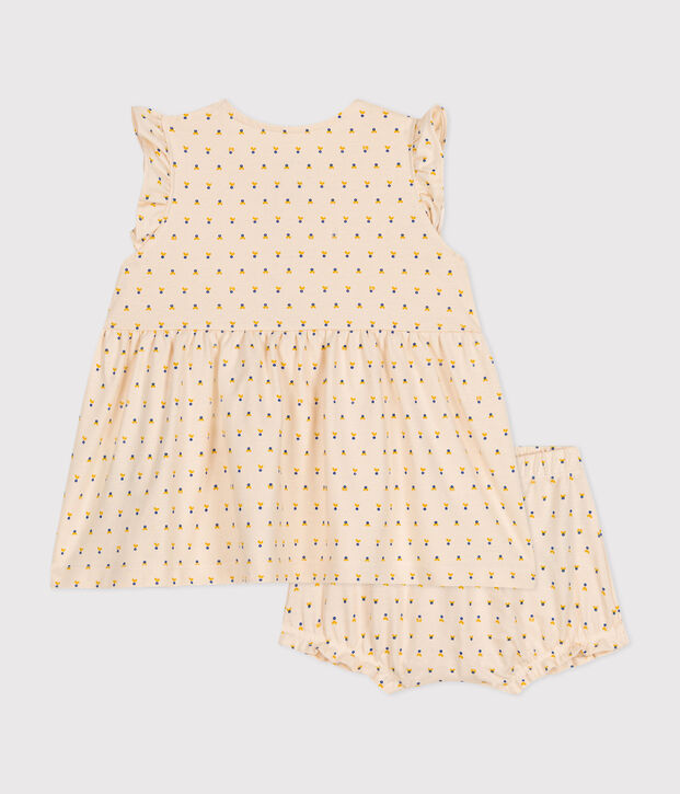 Robe sans manche avec bloomer en jersey l&eacute;ger b&eacute;b&eacute; &eacute;cru/multicouleur