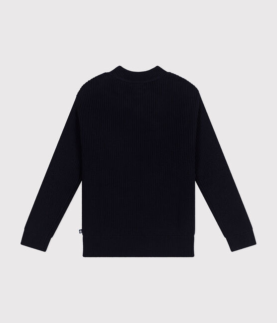 Katoenen trui in Engelse ribstof voor dames blauw SMOKING