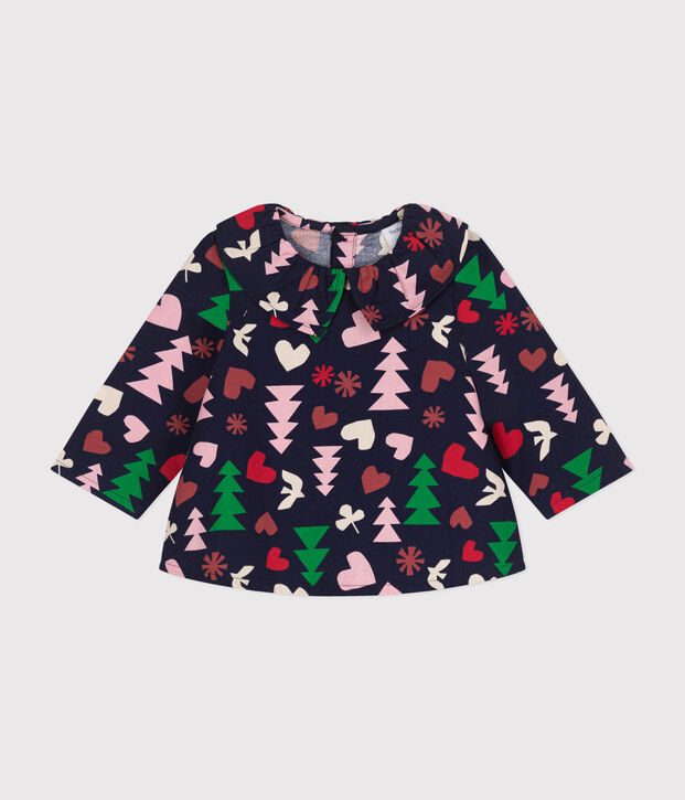 Blouse en flanelle b&eacute;b&eacute; bleu/multicouleur