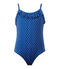 Maillot de bain fille 1 pièce à pois bleu PERSE/blanc MARSHMALLOW