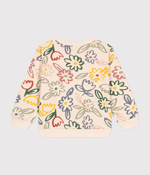 Sweatshirt en molleton enfant fille &eacute;cru/multicouleur