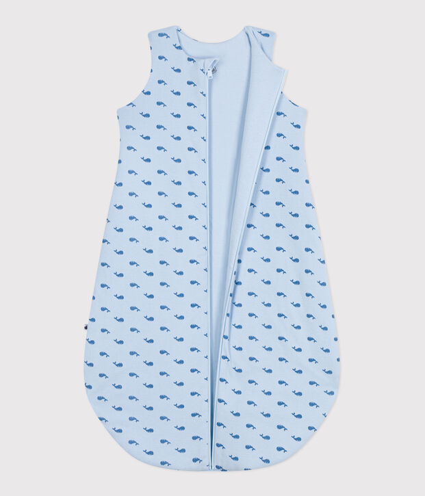 Katoenen babytrappelzakje met walvisprint TOG 2 blauw/blauw