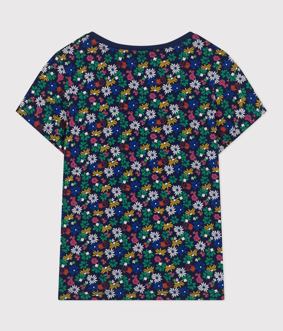 T-shirt van lichte jersey met print voor meisjes blauw MEDIEVAL/wit MULTICO