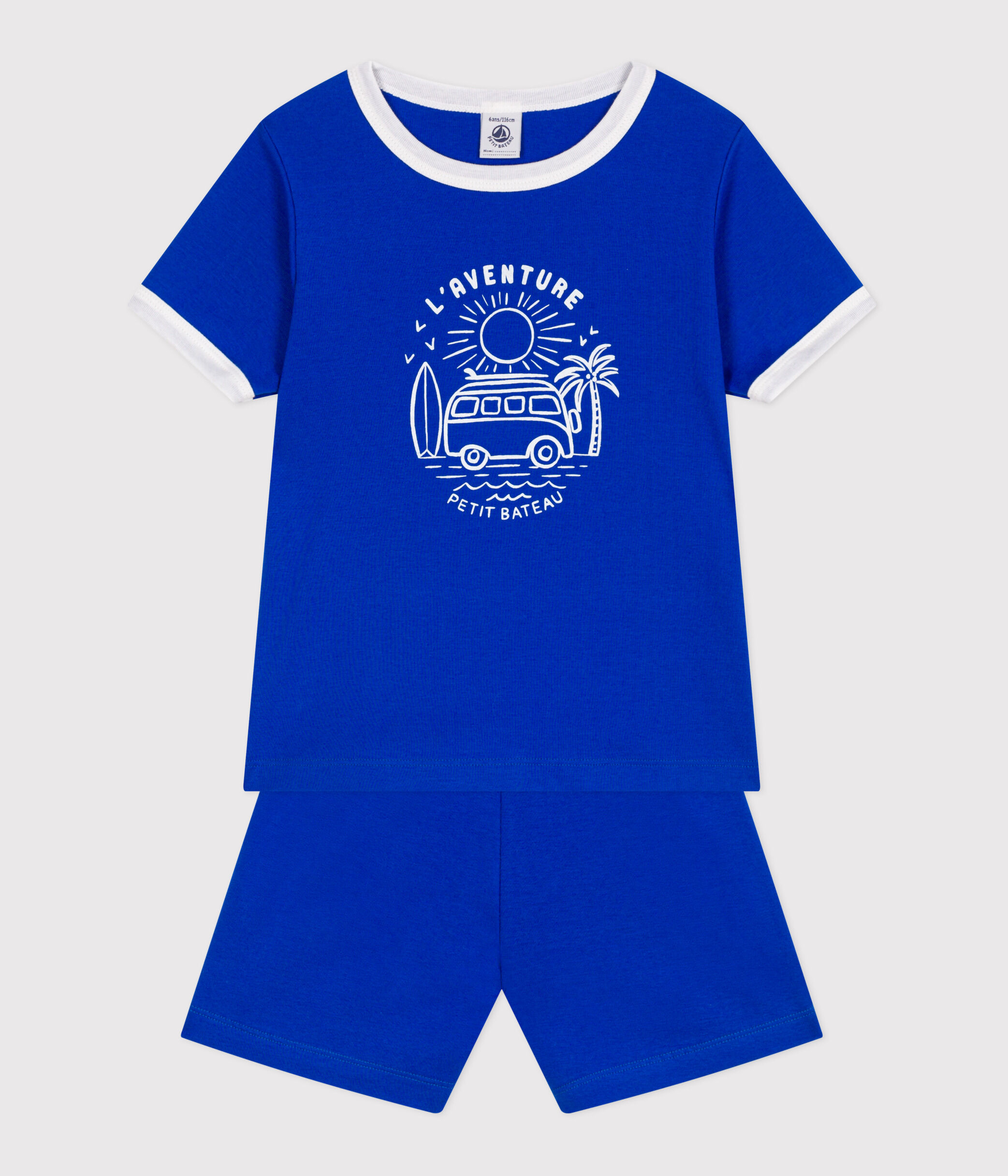 Pyjama Court Petit Bateau Garçon - 100% Coton - Rayures Marinière - Confort Et Qualité