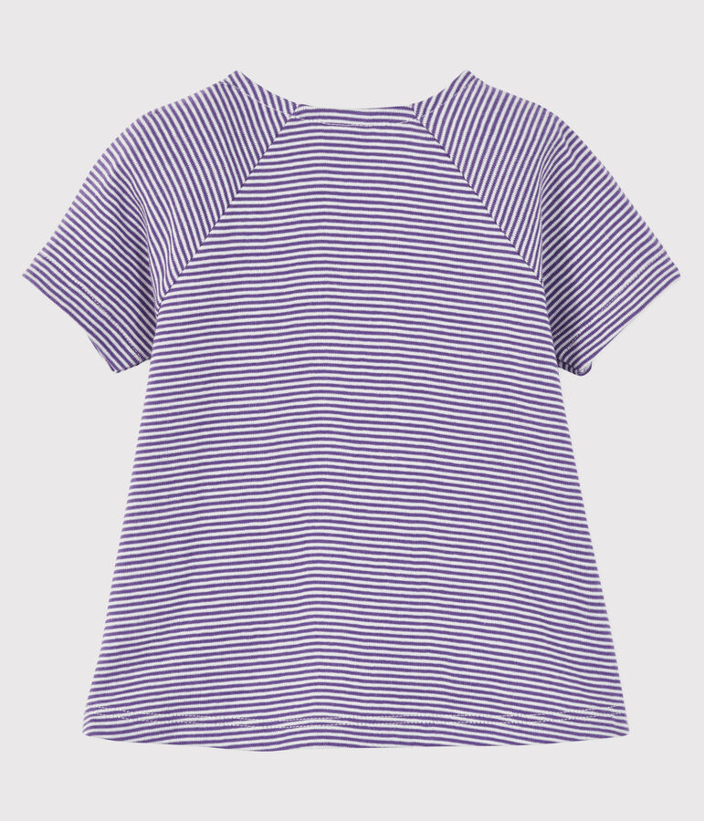 Blouse manches courtes b&eacute;b&eacute; fille violet/blanc