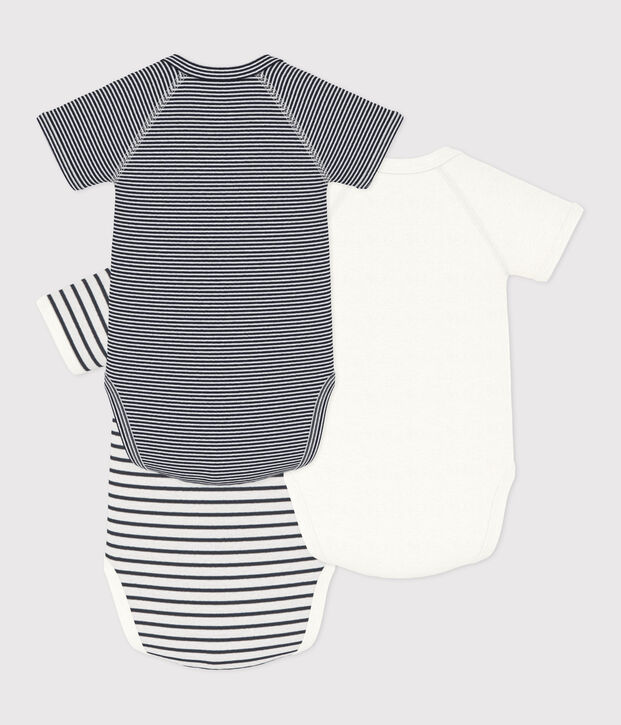 LOT DE 3 BODIES CROIS&Eacute;S MANCHES COURTES RAYURES B&Eacute;B&Eacute; EN COTON multicouleur