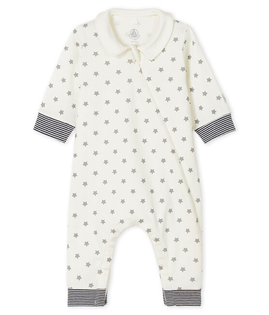 Slaappakje met sterren van ribstof voor baby wit MARSHMALLOW/grijs GRIS