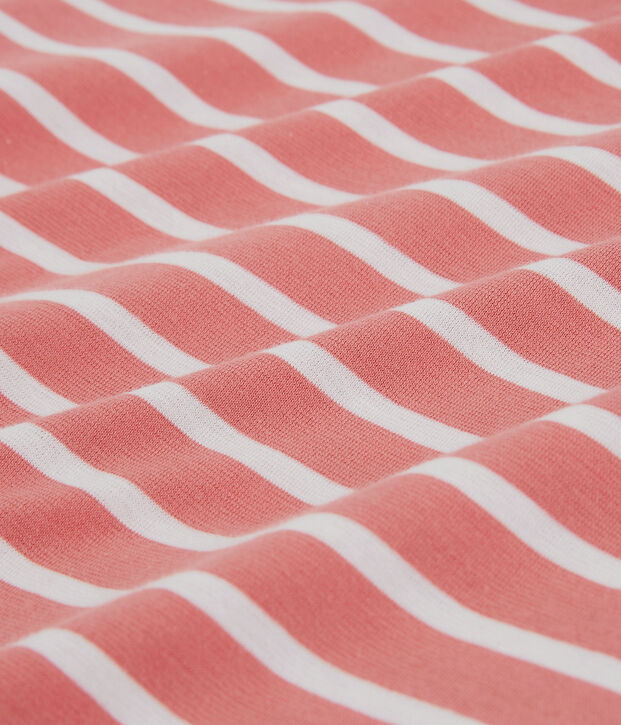 DE STRAIGHT-FIT, T-shirt voor dames met ronde hals in biokatoen roze/wit