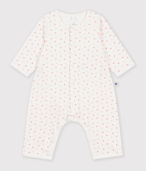 Katoenen bodypyjama zonder voetjes met bloemetjesprint wit/multicouleur