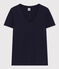 Le Droit, katoenen T-shirt voor dames met V-hals blauw SMOKING