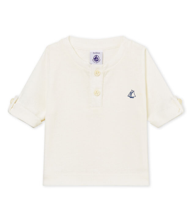 T-shirt met lange mouwen uit katoen/linnen voor babyjongens wit