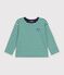 Katoenen T-shirt met lange mouwen en strepen voor kinderen groen/beige/groen