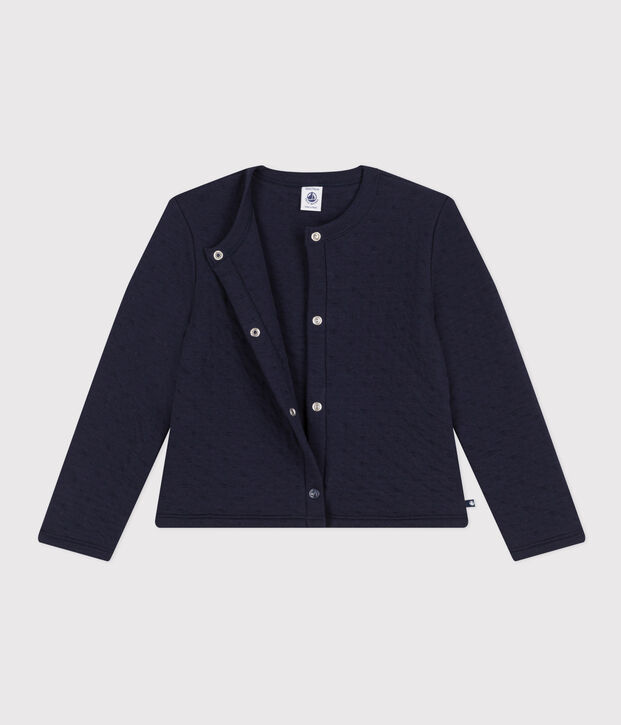 Cardigan in doorgestikte tubic met print voor meisjes SMOKING