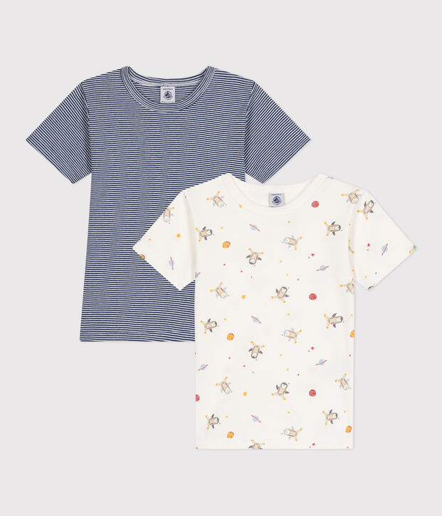 Lot de 2 tee-shirts &agrave; manches courtes en coton enfant multicouleur