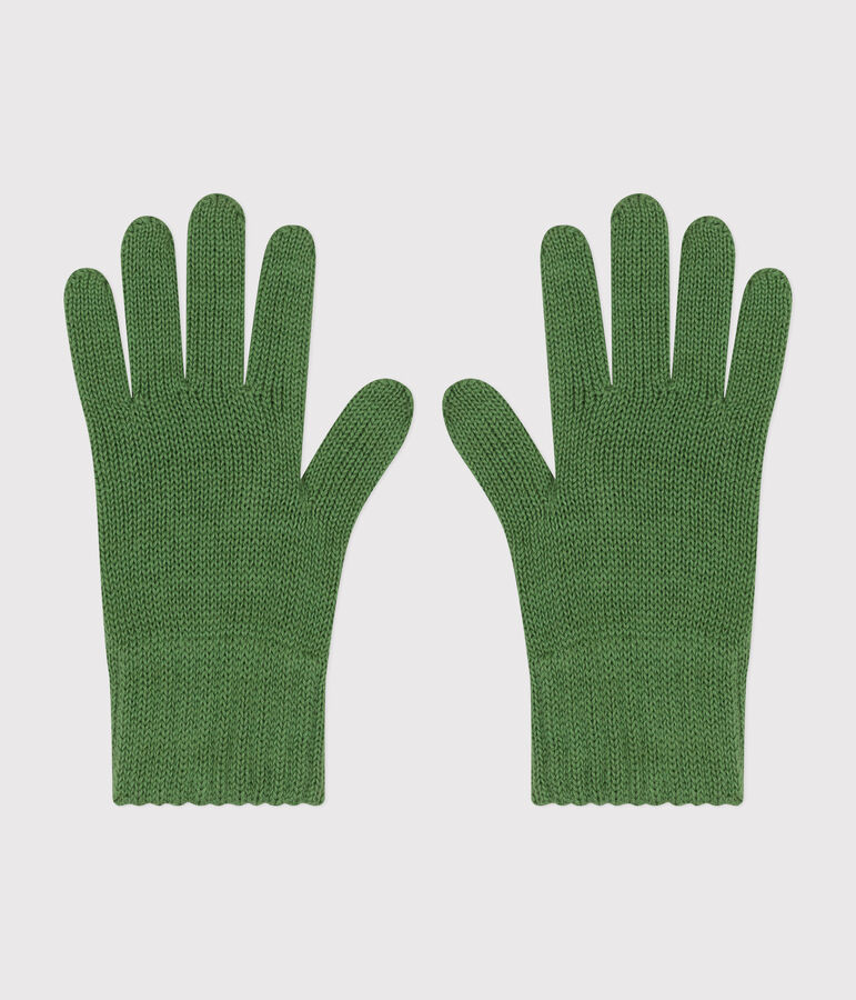 Gants enfant en tricot unies vert PALMERAIE