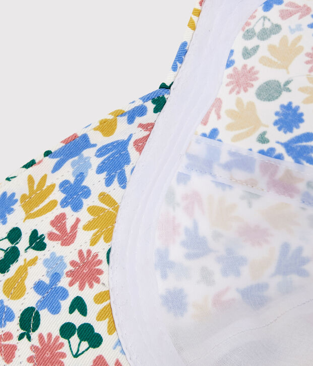 Casquette imprim&eacute;e &agrave; fleurs enfant fille blanc/multicouleur