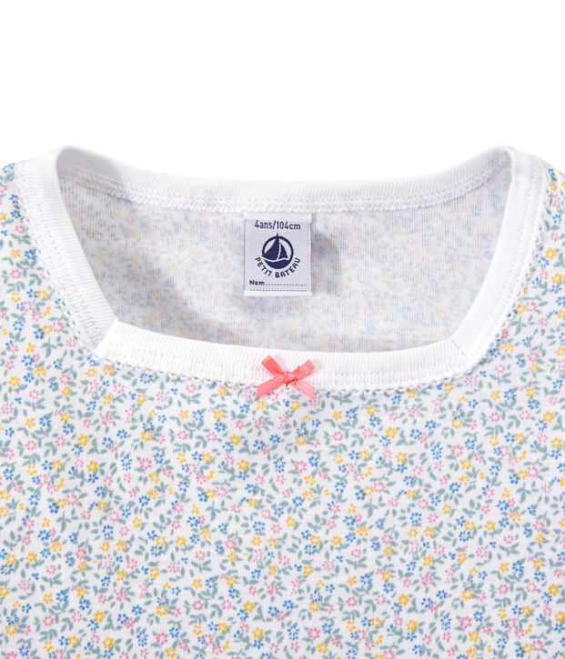 Korte meisjespyjama met dessin wit/multicouleur