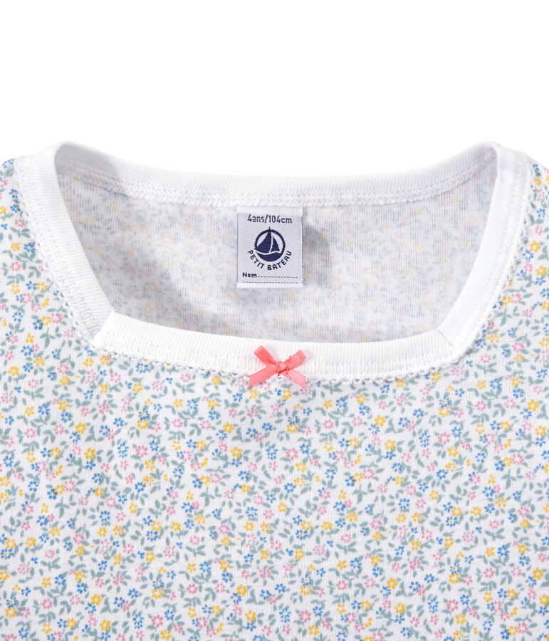 Korte meisjespyjama met dessin wit/multicouleur