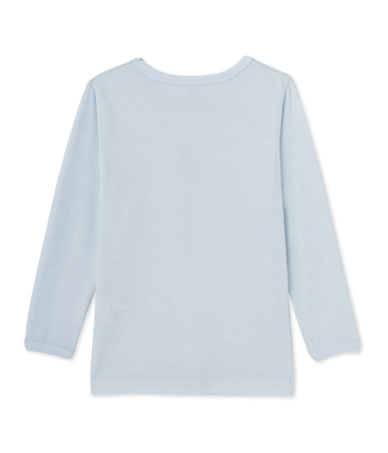 Jongens-T-shirt met lange mouwen in katoenflanel blauw Fraicheur