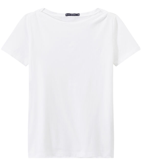 Dames-T-shirt MATROZENHALS uit fijne jersey wit ECUME