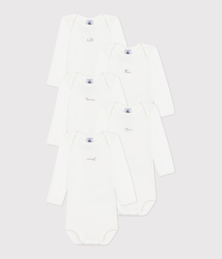 Lot de 5 bodies manches longues jours de la semaine en coton b&eacute;b&eacute; multicouleur