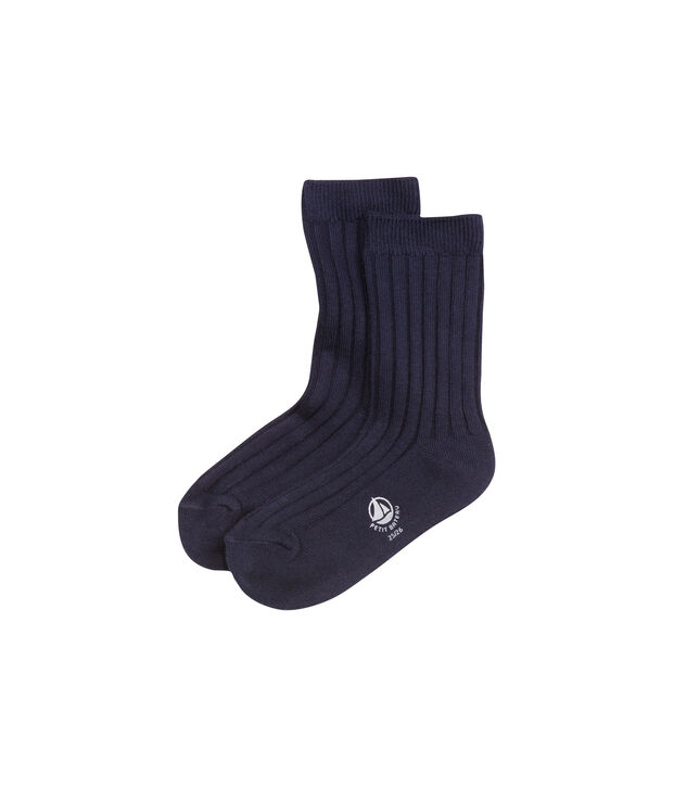 Chaussettes gar&ccedil;on unies bleu Abysse