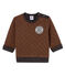 Sweatshirt babyjongen met pied-de-poule print. zwart CITY/bruin COCOA