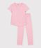 Katoenen kinderpyjama met korte mouw en lange pijpen met print roze/multicouleur