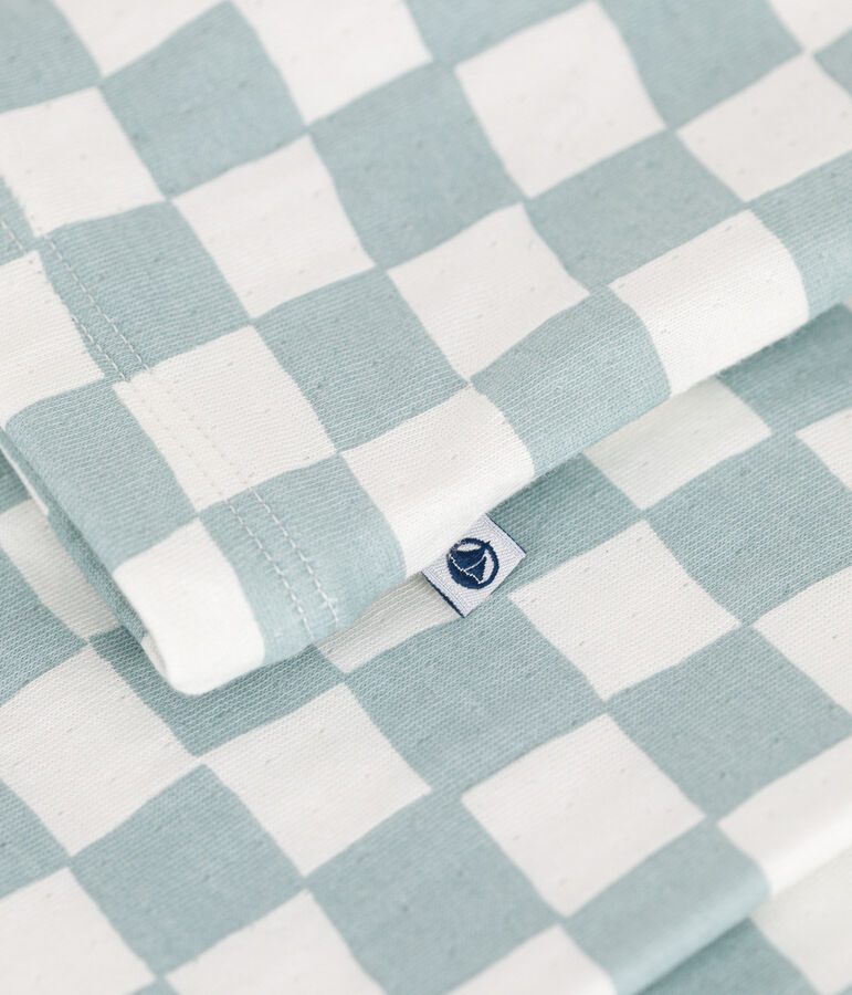 Pyjama en coton imprim&eacute; damier enfant blanc/vert