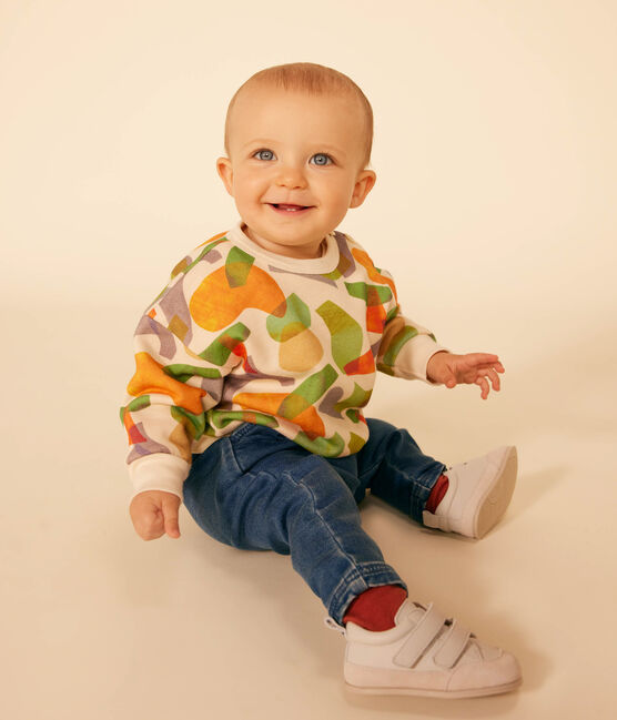 Fleece sweatshirt voor baby's wit AVALANCHE/ MULTICO