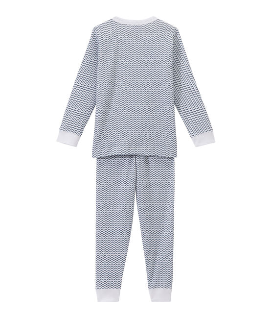 Pyjama garçon imprimé graphique blanc ECUME/bleu ASTRO