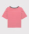 T-shirt voor dames in katoen, DE BOXY rood PEPS/wit MARSHMALLOW