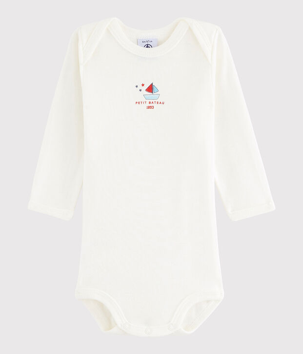 Body manches longues b&eacute;b&eacute; fille-gar&ccedil;on blanc Lait