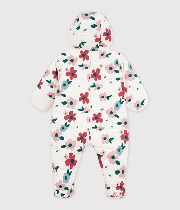 Combipilote b&eacute;b&eacute; en polyester imprim&eacute; fleurs &eacute;cru/multicouleur