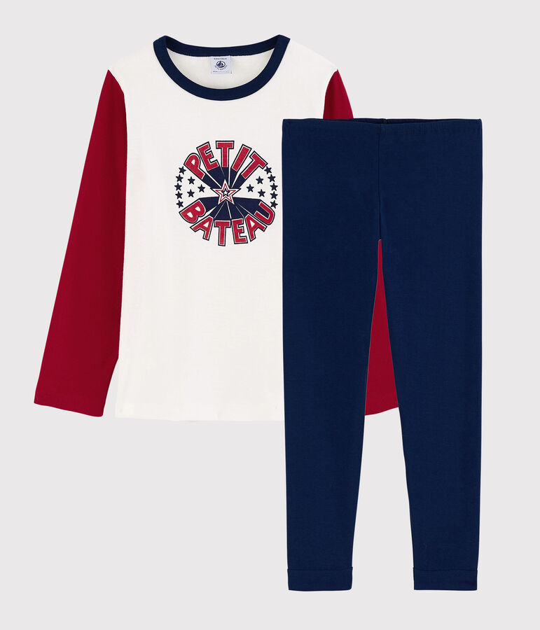 Katoenen pyjama voor kleine jongens blauw MEDIEVAL/wit MULTICO
